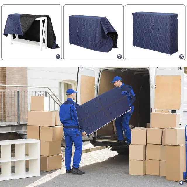 Alt view image 6 of 6 - Moving Blankets 12 Pack, Heavy Duty 35 lb/dz, Quilted Furniture Pads Large 80x72 Inches for Moving and Storage (48, Dark Blue)
