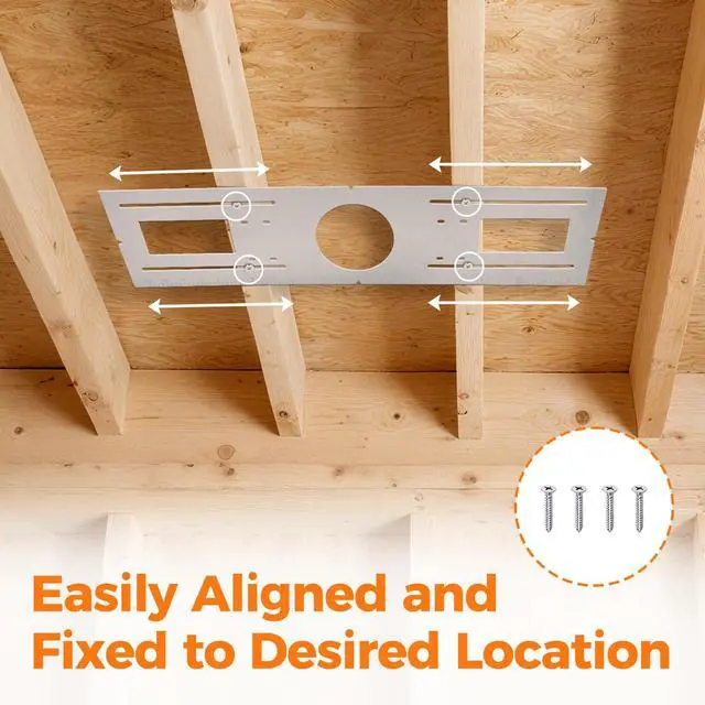 Alt view image 4 of 6 - 48-Pack New Construction Mounting Plate for 4 Inch LED Recessed Lighting, Rough-in Wafer Light Bracket, 26 Inch Length, Round Hole, Galvanized Metal Sheet