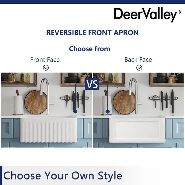 Alt view image 6 of 6 - Farmhouse Single Kitchen Sink, 24" L x 18" W White Reversible Single Bowl Farm Sink with Apron Front Ceramic Kitchen Sinks with Grid & Strainer
