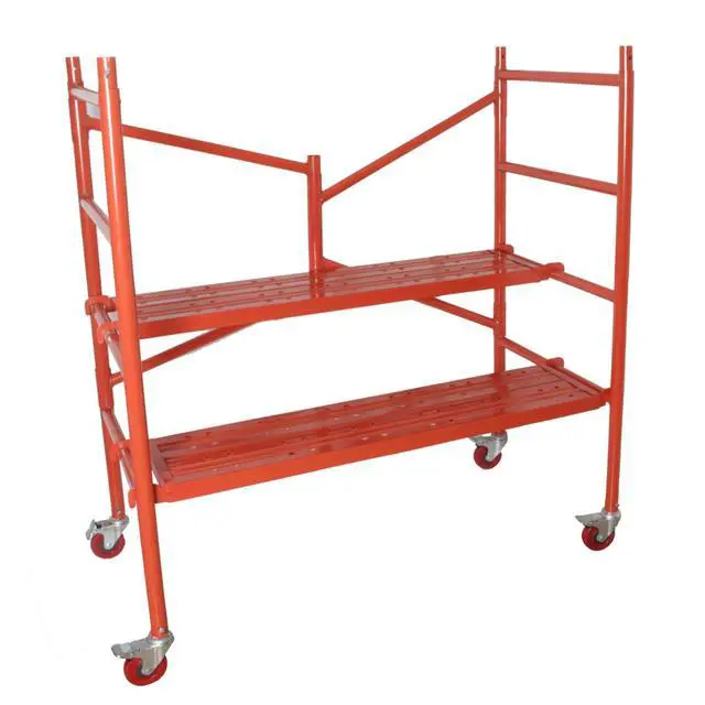 Alt view image 6 of 6 - Portable Rolling Scaffolding Platform 4 Foot High Mobile Baker Scaffoldin, Red | 770 LBS Capacity, Locking Wheels, Tool Bag