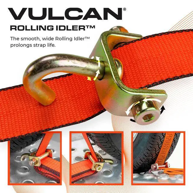 Alt view image 4 of 6 - Autohauler Car Tie Down - Rolling Idler 3-Cleat - 120 Inch - 4 Pack - PROSeries - 3,300 Pound Safe Working Load