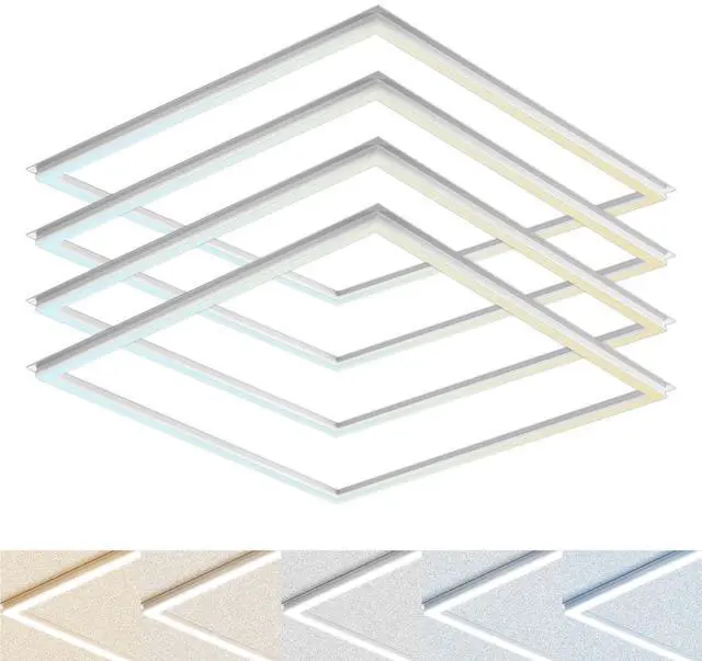 Main image of 2x2 FT Edge-Lit Frame LED Panel Lights, 5CCT Selectable 3000K-6500K, 2600/3900/5200LM, 20W/30W/40W Switch, Grid Drop Ceiling Lights, 0-10V Dimmable, Damp Rated, 100-277V, ETL Listed (4 Pack)
