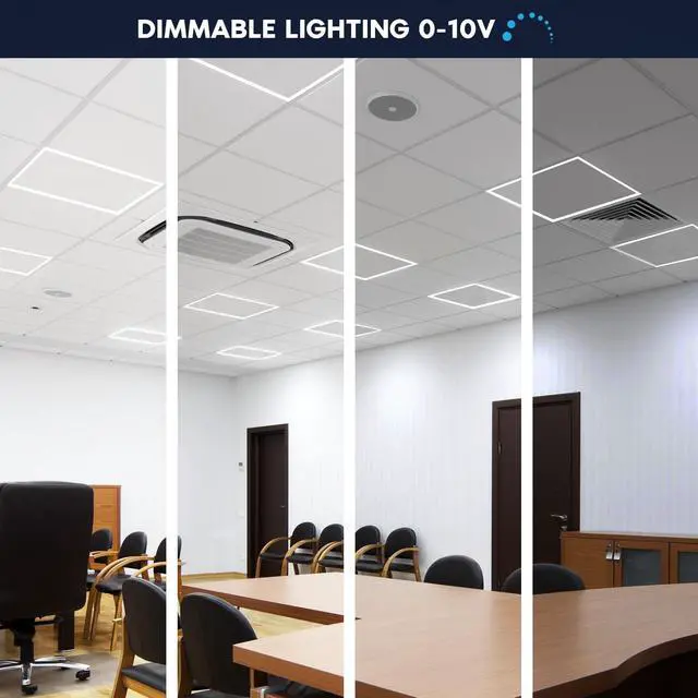 Alt view image 4 of 6 - 2x2 FT Edge-Lit Frame LED Panel Lights, 5CCT Selectable 3000K-6500K, 2600/3900/5200LM, 20W/30W/40W Switch, Grid Drop Ceiling Lights, 0-10V Dimmable, Damp Rated, 100-277V, ETL Listed (4 Pack)