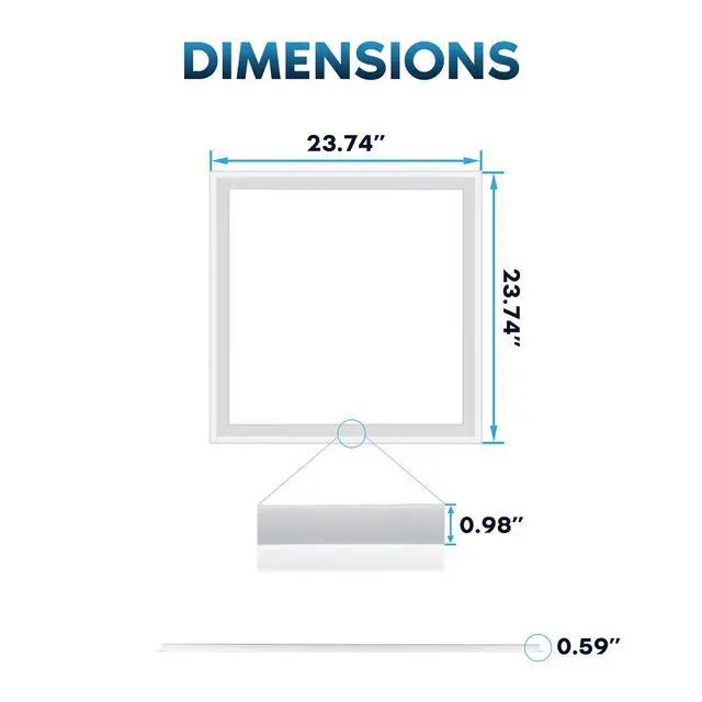 Alt view image 5 of 6 - 2x2 FT Edge-Lit Frame LED Panel Lights, 5CCT Selectable 3000K-6500K, 2600/3900/5200LM, 20W/30W/40W Switch, Grid Drop Ceiling Lights, 0-10V Dimmable, Damp Rated, 100-277V, ETL Listed (4 Pack)