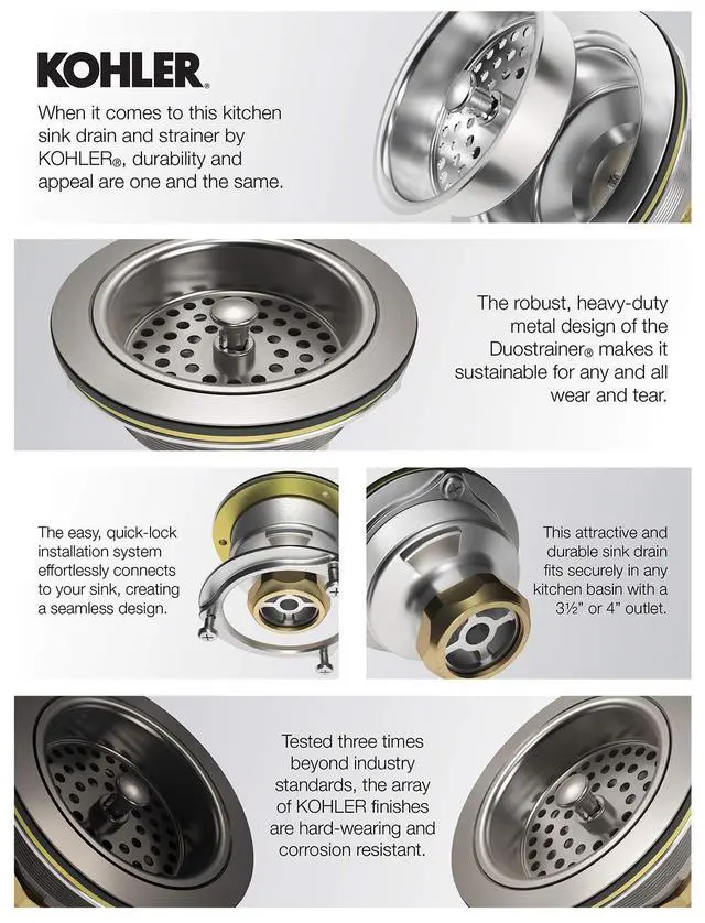 Alt view image 3 of 4 - 8799-2BZ Duostrainer sink drain and strainer, Vibrant Brushed Moderne Brass