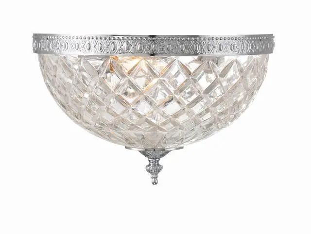 Alt view image 2 of 6 - 3 Light Polished Chrome Crystal Flush Mount