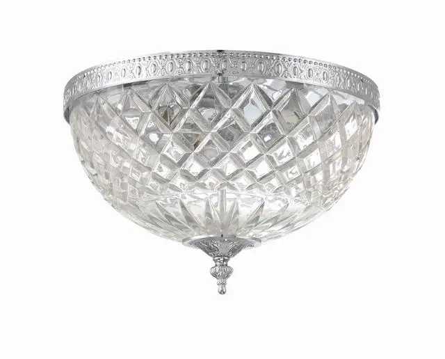 Alt view image 3 of 6 - 3 Light Polished Chrome Crystal Flush Mount