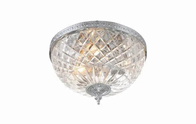 Alt view image 4 of 6 - 3 Light Polished Chrome Crystal Flush Mount
