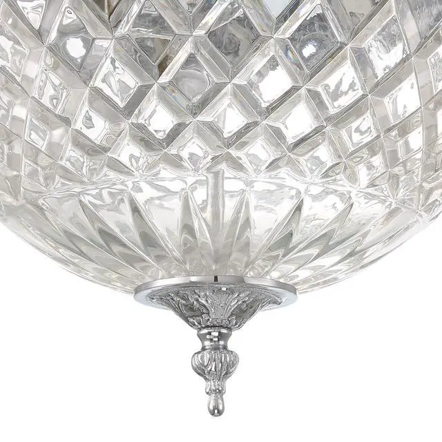 Alt view image 5 of 6 - 3 Light Polished Chrome Crystal Flush Mount