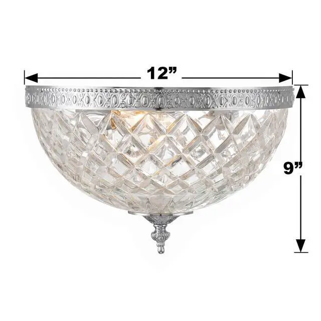 Alt view image 6 of 6 - 3 Light Polished Chrome Crystal Flush Mount