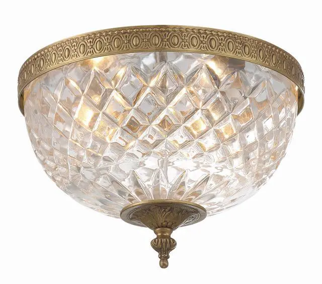Main image of 3 Light Olde Brass Crystal Flush Mount