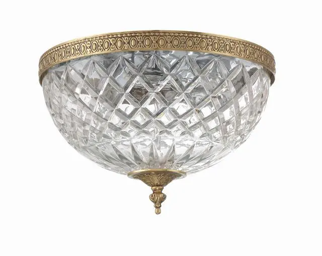 Alt view image 3 of 6 - 3 Light Olde Brass Crystal Flush Mount