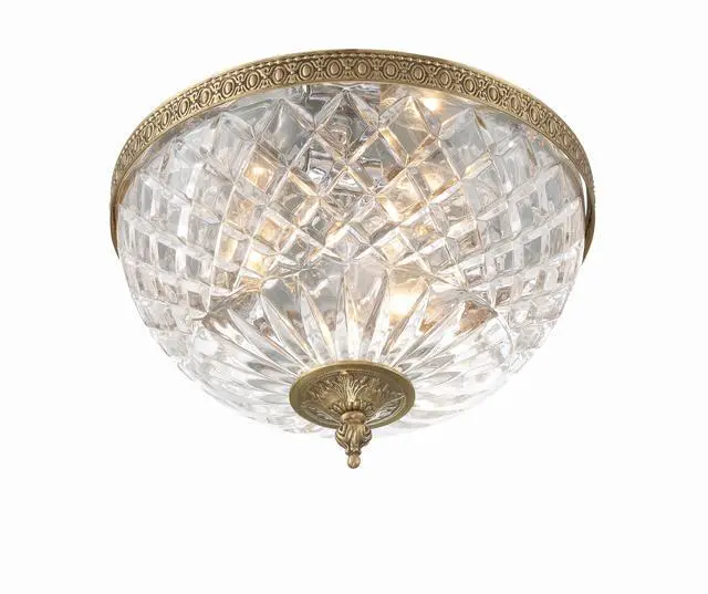 Alt view image 4 of 6 - 3 Light Olde Brass Crystal Flush Mount