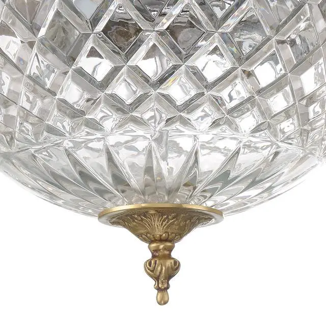 Alt view image 5 of 6 - 3 Light Olde Brass Crystal Flush Mount