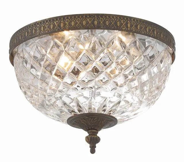Main image of 3 Light English Bronze Crystal Flush Mount