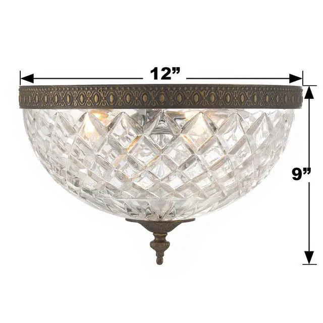 Alt view image 6 of 6 - 3 Light English Bronze Crystal Flush Mount
