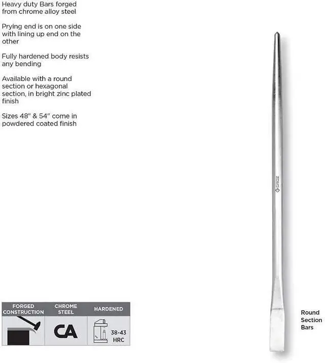 Alt view image 3 of 6 - 48-inch Aligning Pry Bar | Heavy Duty | Round Section | #33176-2 (Pack of 2)