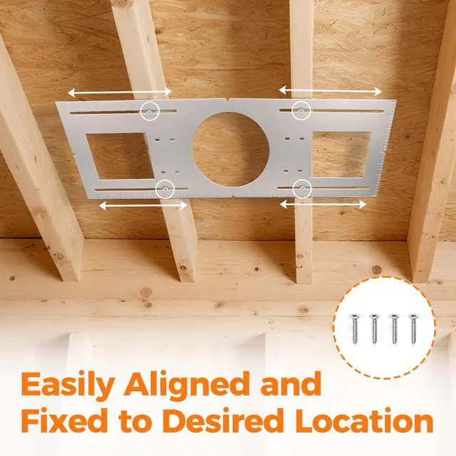 Alt view image 4 of 6 - 48-Pack New Construction Mounting Plate for 6 Inch LED Recessed Lighting, Rough-in Wafer Light Bracket, 26 Inch Length, Round Hole, Galvanized Metal Sheet