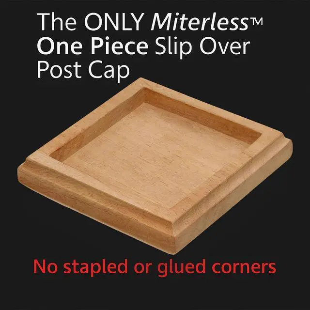 Alt view image 2 of 6 - 3.5" x 3.5" Wood ONE-Piece Slip Over Post Cap - Traditional Pyramid - 12 Pack - One-Piece Miterless - 3/8" Extended Lip - (for 4x4 Post Measuring 3-1/2" x 3-1/2")
