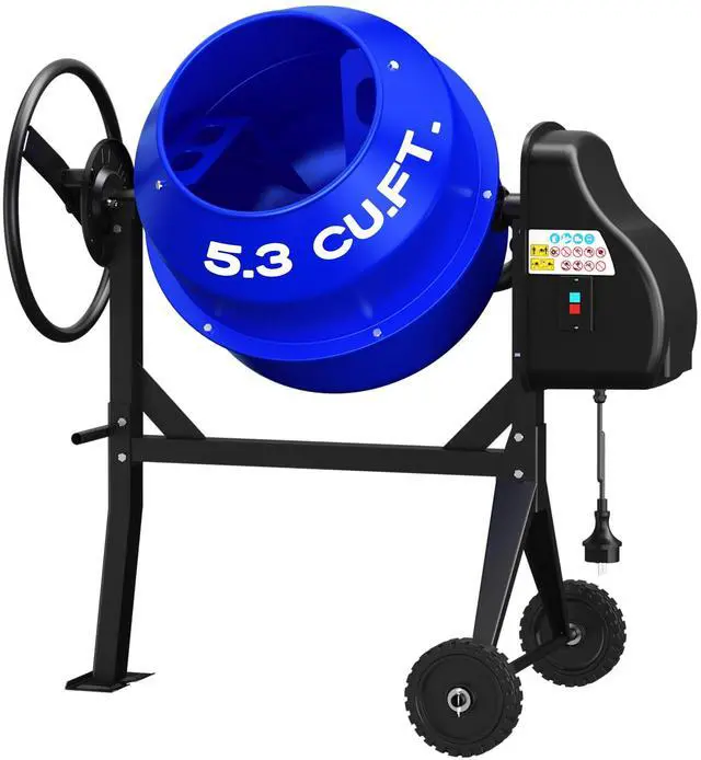 Main image of Cement Mixer 5.3 Cu.Ft. Portable Electric Poly Drum Concrete Mixer, MAX 750W 1HP Heavy Duty Power Cement Mixing Machine for Mortar, Stucco and Fodder