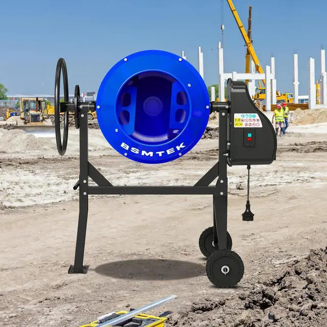 Alt view image 2 of 6 - Cement Mixer 5.3 Cu.Ft. Portable Electric Poly Drum Concrete Mixer, MAX 750W 1HP Heavy Duty Power Cement Mixing Machine for Mortar, Stucco and Fodder