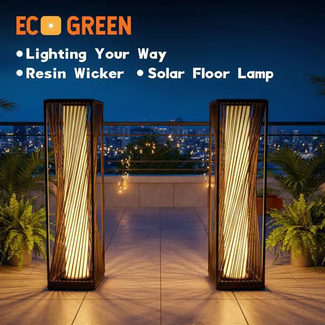 Alt view image 2 of 6 - Solar Floor Lamp - 29.53" Outdoor Lights, Warm Glow, 8H Auto-On, Solar Floor Lamp Outdoor Waterproof for Garden & Patio (2 Pack)