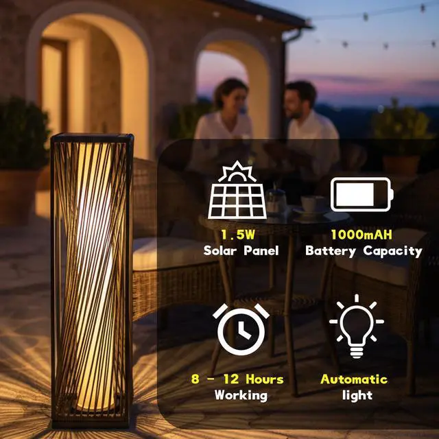 Alt view image 3 of 6 - Solar Floor Lamp - 29.53" Outdoor Lights, Warm Glow, 8H Auto-On, Solar Floor Lamp Outdoor Waterproof for Garden & Patio (2 Pack)