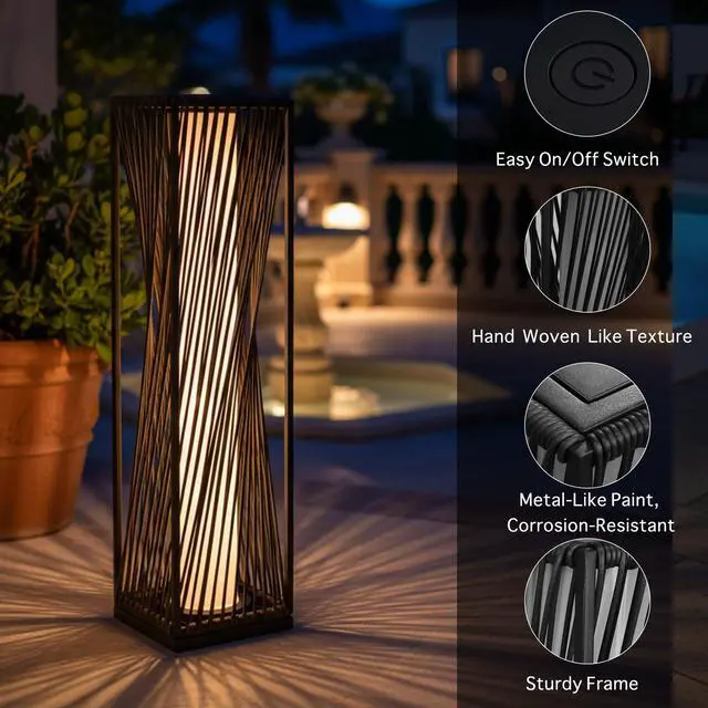 Alt view image 5 of 6 - Solar Floor Lamp - 29.53" Outdoor Lights, Warm Glow, 8H Auto-On, Solar Floor Lamp Outdoor Waterproof for Garden & Patio (2 Pack)