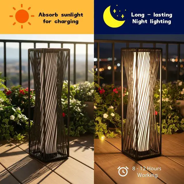 Alt view image 6 of 6 - Solar Floor Lamp - 29.53" Outdoor Lights, Warm Glow, 8H Auto-On, Solar Floor Lamp Outdoor Waterproof for Garden & Patio (2 Pack)