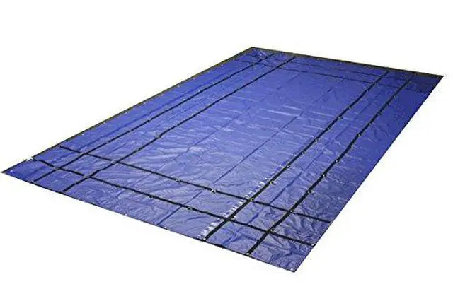 Alt view image 2 of 6 - 16' x 27' Flatbed Truck 18 Oz Steel Tarp with 4 FT Drop - Blue Heavy Duty Vinyl Water Resistant Tarp for Trailers to Protect Cargo from Wind, Rain, Snow, and Sun