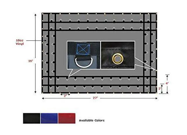 Alt view image 3 of 6 - 16' x 27' Flatbed Truck 18 Oz Steel Tarp with 4 FT Drop - Blue Heavy Duty Vinyl Water Resistant Tarp for Trailers to Protect Cargo from Wind, Rain, Snow, and Sun