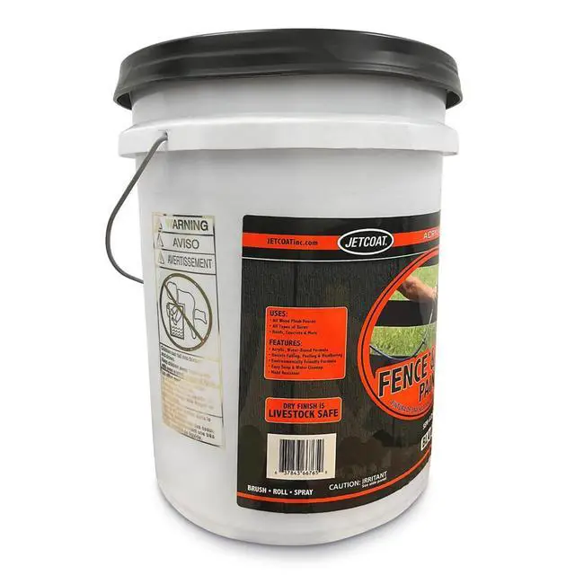 Alt view image 2 of 5 - Farm Pride Acrylic Outdoor Fence and Barn Paint, Waterproof Exterior Paint for Wood Planks, Roofs, Concrete & More, 5 Gallon (Dries to a Semi-Gloss Black Finish)