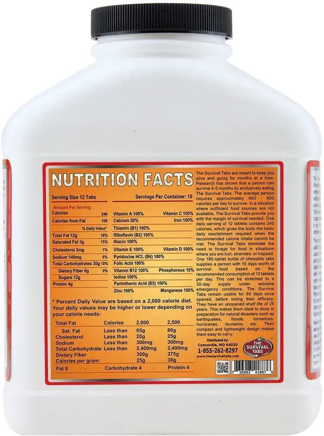 Alt view image 3 of 5 - 720 tabs Snack Food for 60 Days Emergency Survival MREs Meals Ready-to-eat Bugout for Travel Camping Boating Biking Hunting Activities Gluten Free and Non-GMO 25 Years Shelf Life - Vanilla Malt Flavor