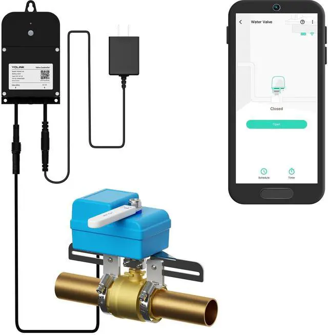 Main image of Smart Water Valve Controller, with Valve Operator, Easy No-Plumber DIY Installation, Remote Control, Compatible with Alexa/Google Assistant, IFTTT - Hub Required