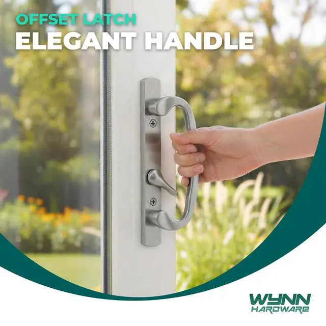 Alt view image 6 of 6 - 8.5" Legacy Sliding Patio Glass Door Offset Latch Gold Handle Set with Keys - Sash Controls 2265 Keyed Lock - Fits 3-15/16" Screw Hole Spacing and 1-1/4" to 2-1/4" Door Thickness