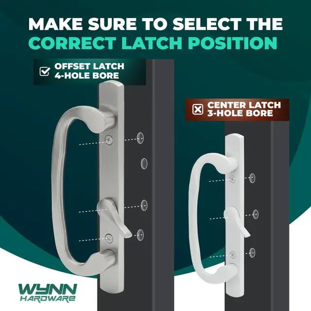 Alt view image 3 of 6 - 8.5" Legacy Sliding Patio Glass Door Offset Latch Brushed Chrome Handle Set with Keys - Sash Controls 2265 Keyed Lock - Fits 3-15/16" Screw Hole Spacing and 1-1/4" to 2-1/4" Door Thickness