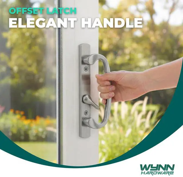 Alt view image 6 of 6 - 8.5" Legacy Sliding Patio Glass Door Offset Latch Brushed Chrome Handle Set with Keys - Sash Controls 2265 Keyed Lock - Fits 3-15/16" Screw Hole Spacing and 1-1/4" to 2-1/4" Door Thickness