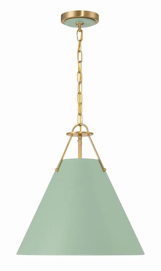 Alt view image 2 of 6 - Xavier 16'' Vibrant Gold + Green Pendant