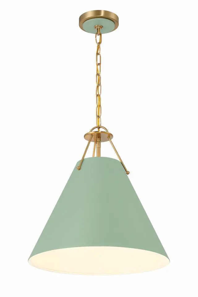 Alt view image 3 of 6 - Xavier 16'' Vibrant Gold + Green Pendant