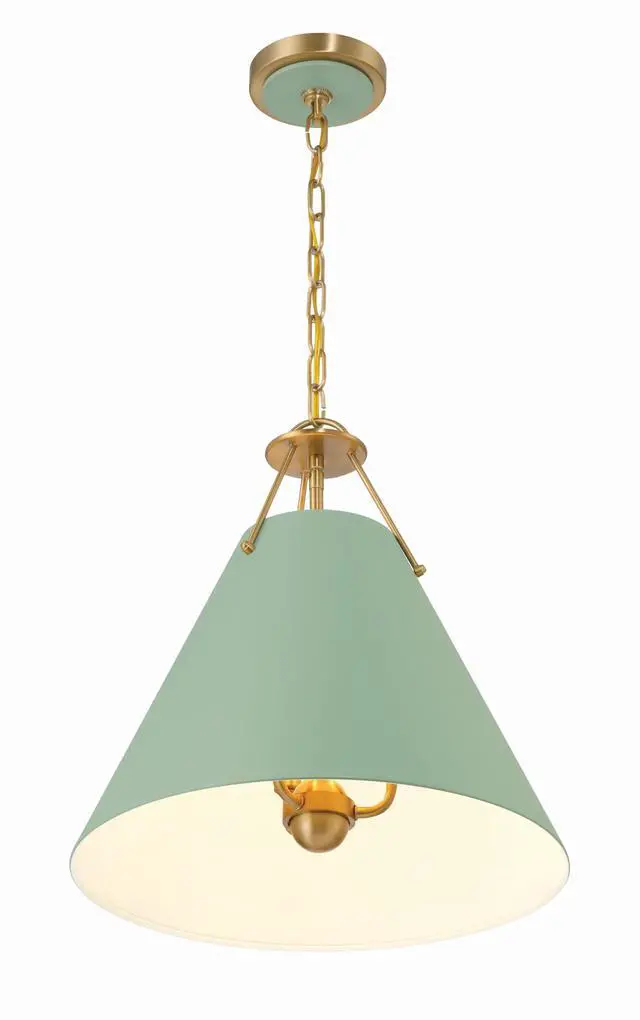Alt view image 4 of 6 - Xavier 16'' Vibrant Gold + Green Pendant