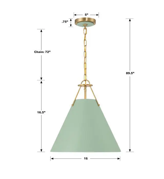 Alt view image 6 of 6 - Xavier 16'' Vibrant Gold + Green Pendant
