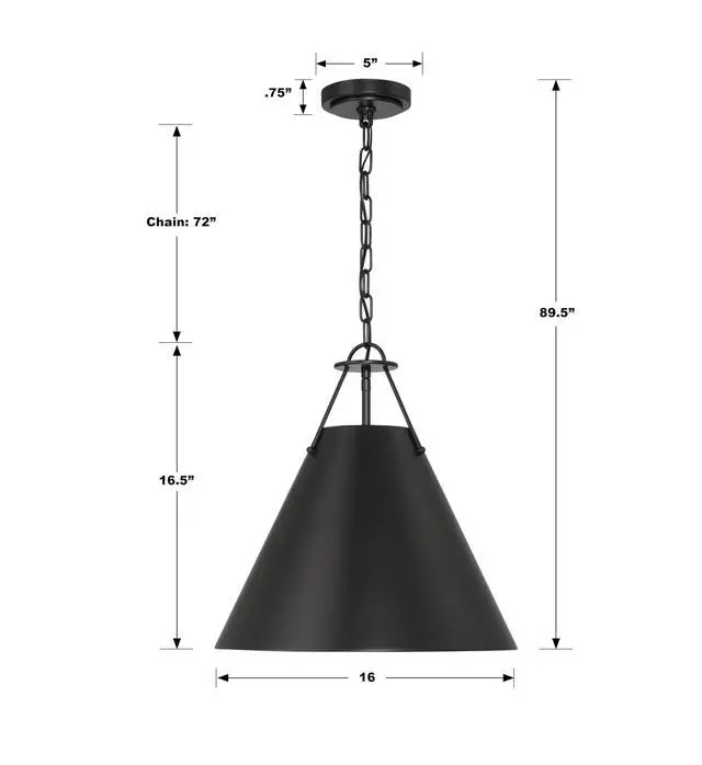 Alt view image 5 of 6 - Xavier 16'' Matte Black Pendant