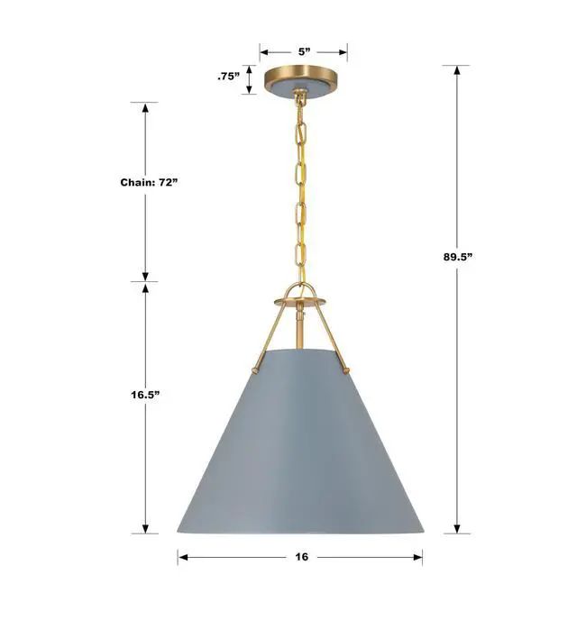 Alt view image 6 of 6 - Xavier 16'' Vibrant Gold + Blue Pendant