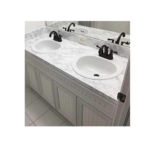 Alt view image 5 of 6 - Kitchen White Marble Countertop Backsplash Update Peel and Stick Vinyl Wrap 36" x 180" Waterproof Self Adhesive Contact Paper Overlay Formica Laminate Removable Wallpaper 15ft