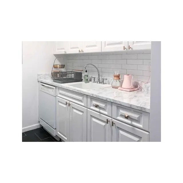 Alt view image 6 of 6 - Kitchen White Marble Countertop Backsplash Update Peel and Stick Vinyl Wrap 36" x 180" Waterproof Self Adhesive Contact Paper Overlay Formica Laminate Removable Wallpaper 15ft