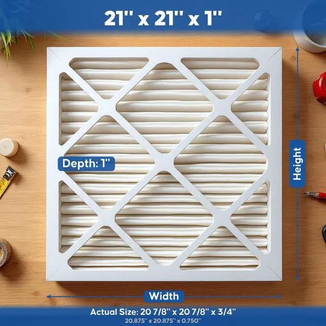 Alt view image 3 of 6 - 21x21x1 MERV 13 High Efficiency Pleated Air Filter, 12-Pack, Electrostatic AC Furnace HVAC Replacement, Captures Smoke Bacteria Allergy Dust Pollen Pet Dander (20.875x20.875x0.75)