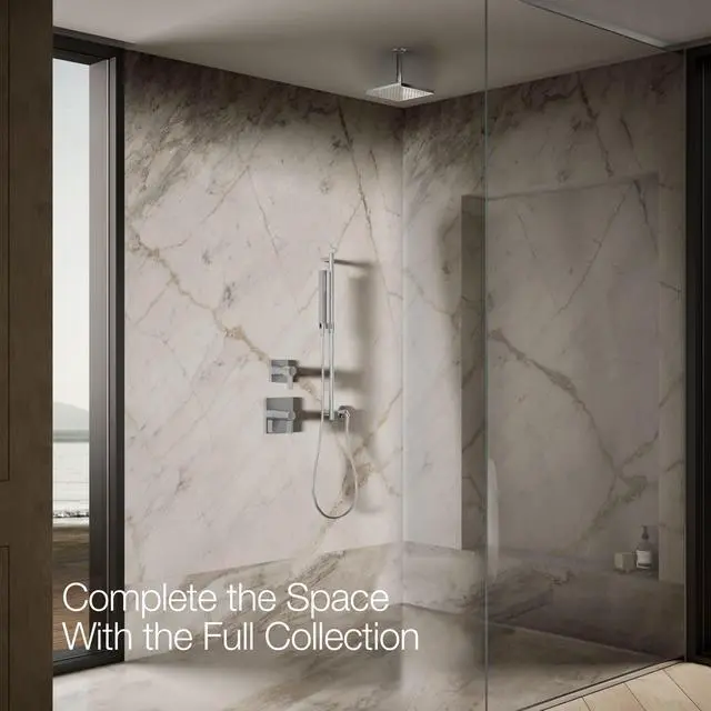 Alt view image 6 of 6 - K-26148-G-CP Honesty Square Rainhead, 1.75 GPM, 8" Rain Shower Head, Powerful Rain Spray, Durable Construction, Contemporary Look, Polished Chrome