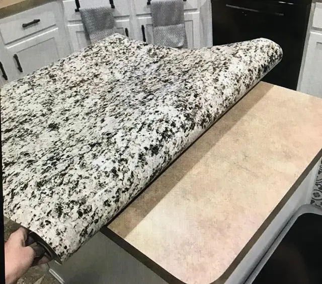 Alt view image 2 of 6 - Vinyl Countertop Wrap 36" x 180" Self Adhesive Grey White Black Granite Contact Paper for Countertops Peel and Stick Backsplash Formica Laminate Sheet