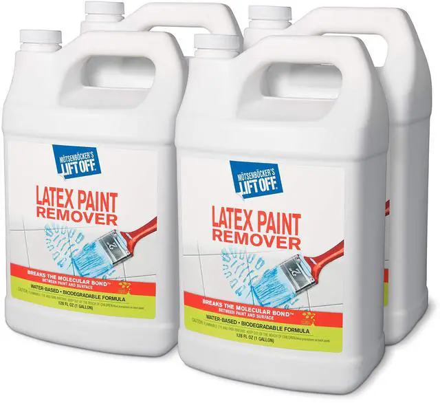 Main image of 41401-4PK Latex Paint Remover Safely Removes Latex Paint, Acrylics & Enamels from Multiple Surfaces, Water-Based, Biodegradable 1 Gallon (Pack of 4)