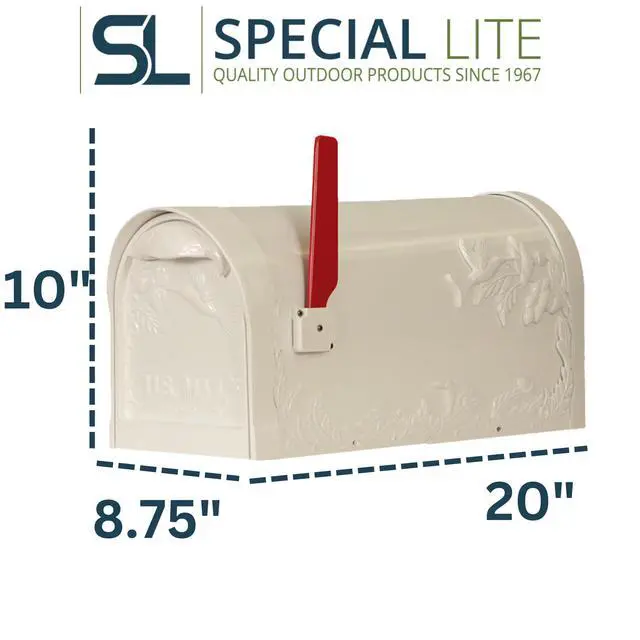 Alt view image 6 of 6 - Special Lite Hummingbird Curbside Mailbox - White Aluminum Mailbox for Post Mount - SCB-1005-WH